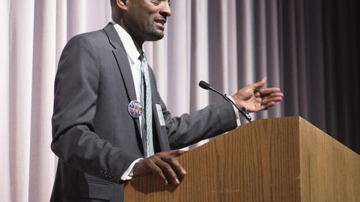 The Kansas City school board on Wednesday announced that it had picked Mark T. Bedell as the next superintendent for Kansas City Public Schools. He spoke Jan. 14 at a public forum at the Paseo Academy of Fine and Performing Arts.