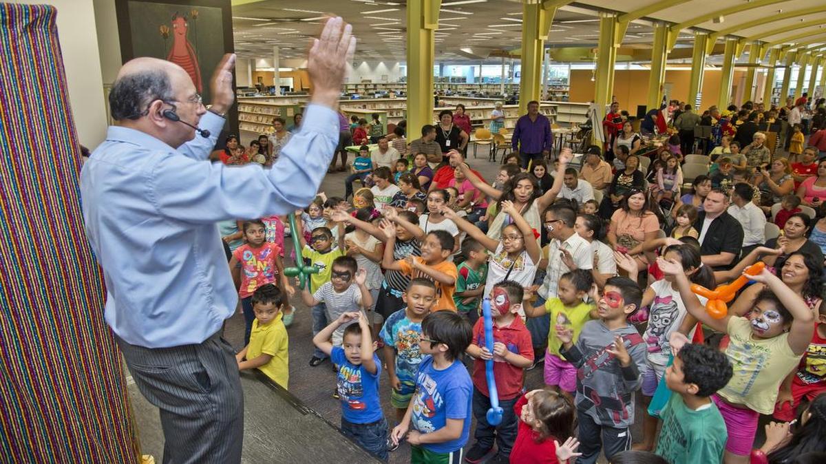 
The Johnson County Library provides meeting space for many public events, such as this 2014 appearance by puppeteer and ventriloquist Jorge Forero.
