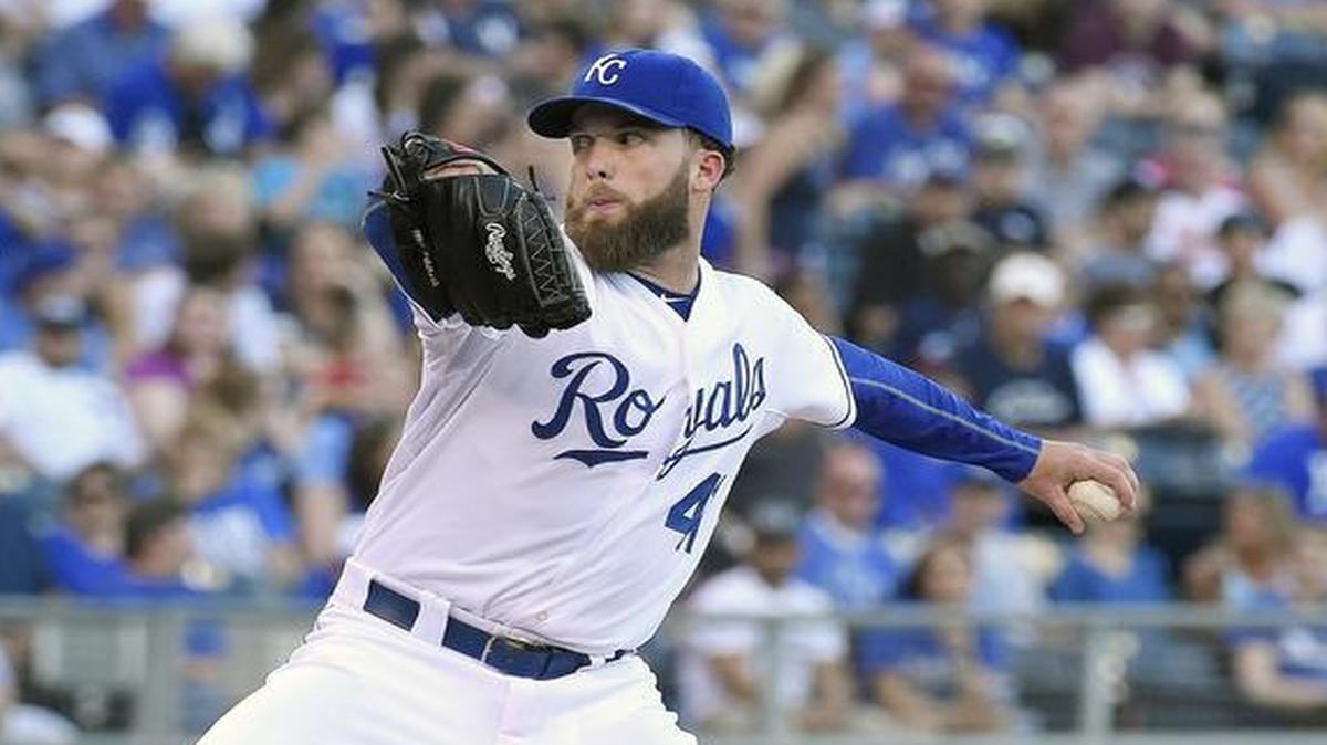 
Kansas City Royals starting pitcher Danny Duffy (41) throws in the first inning during Saturday's baseball game against the New York Yankees on May 16, 2015 at Kauffman Stadium in Kansas City, Mo.
