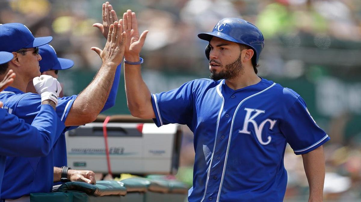 
Eric Hosmer tested his sore left index finger by taking some swings, fielding grounders and having a catch before Wednesday night’s series finale against the Houston Astros. Hosmer took dry swings, hit off a tee and also took some soft-toss hacks. He hopes he can return to action Thursday night against the Minnesota Twins at Kauffman Stadium. 

