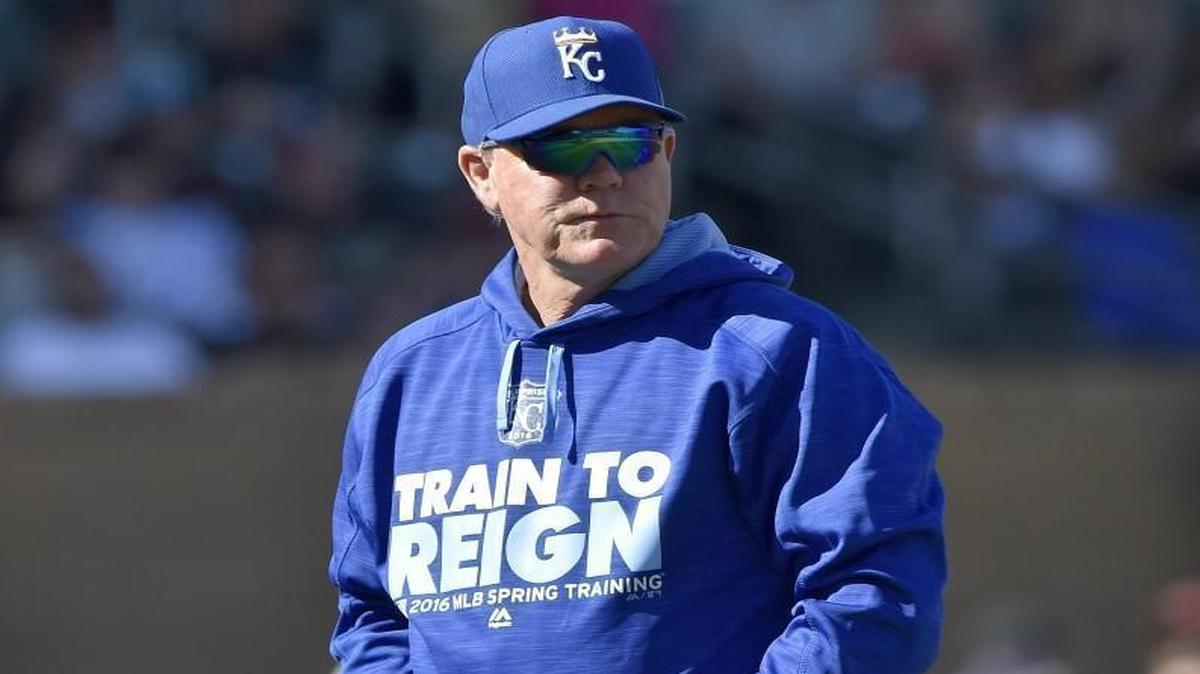 Royals manager Ned Yost during Saturday's spring training baseball game against the Diamondbacks in Scottsdale, Ariz.