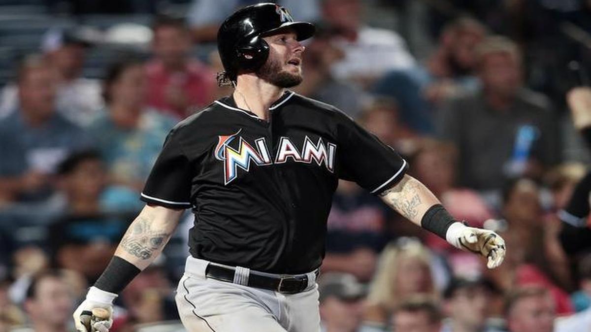
Miami Marlins catcher Jarrod Saltalamacchia (right) was recently designated for assignment.
