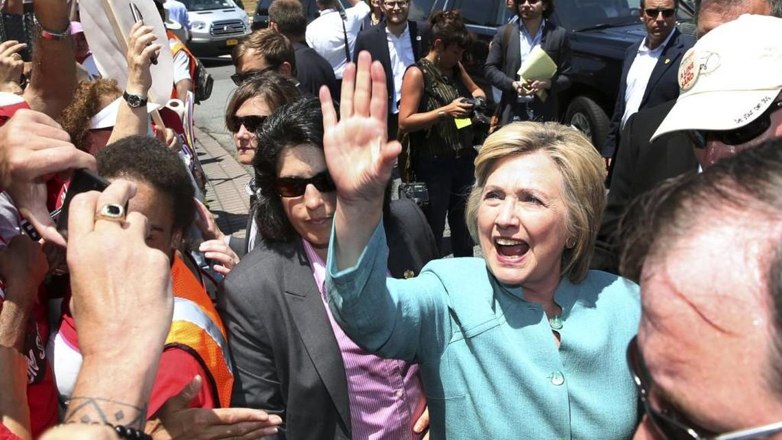 Last week on the day after the FBI director announced she would not face charges for her email practices, Democratic presidential candidate Hillary Clinton greeted striking workers outside the Trump Taj Mahal Casino and Hotel.