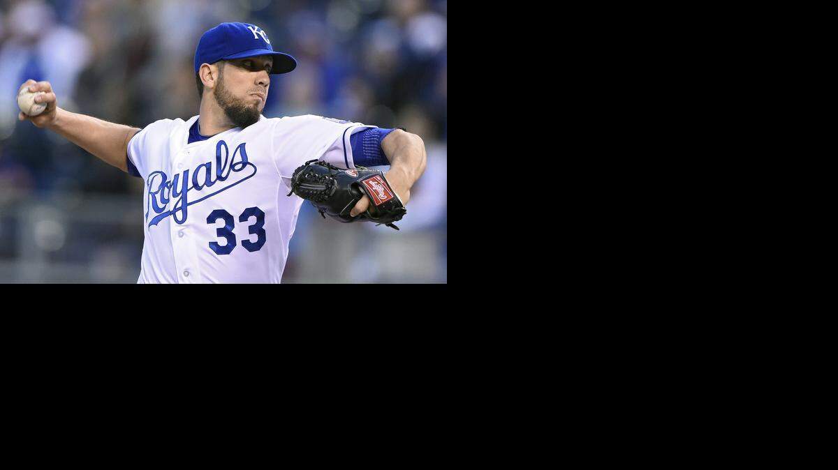 
Kansas City Royals starting pitcher James Shields (33) throws in the first inning during Monday's baseball game against the Chicago White Sox on September 15, 2014 at Kauffman Stadium in Kansas City, Mo.
