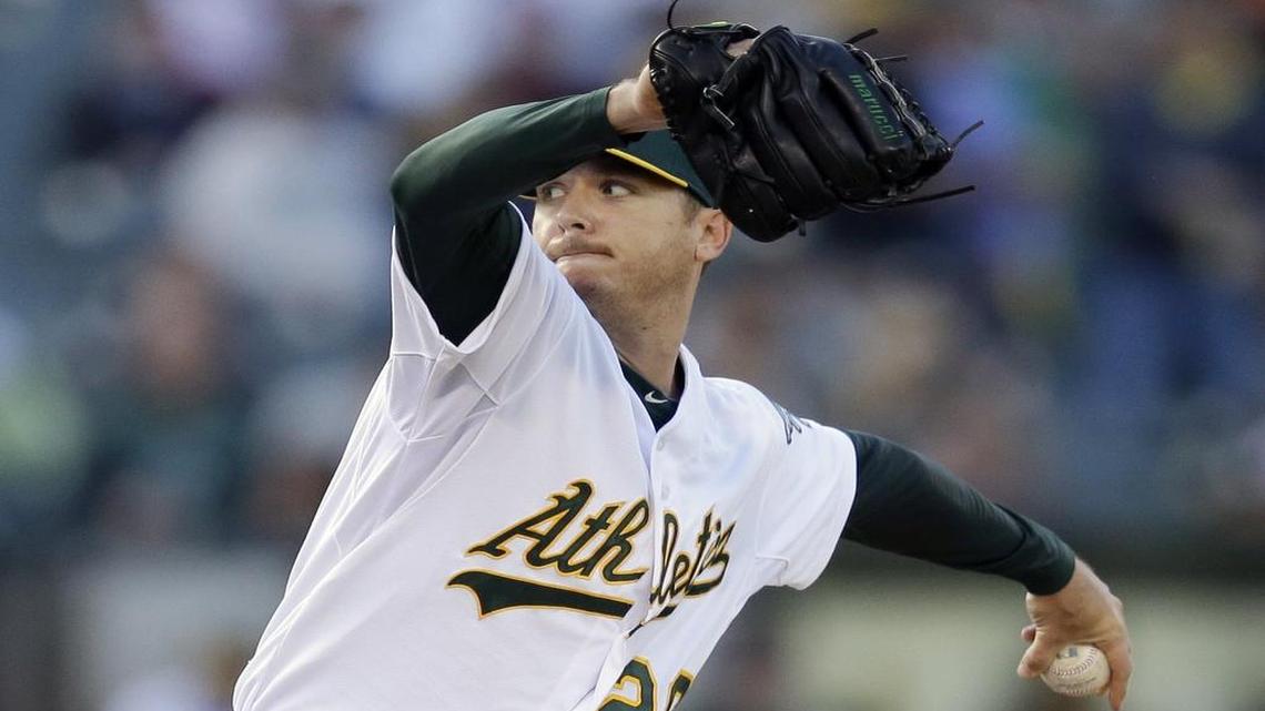 
The Astros traded two prospects to Oakland for starting pitcher Scott Kazmir.
