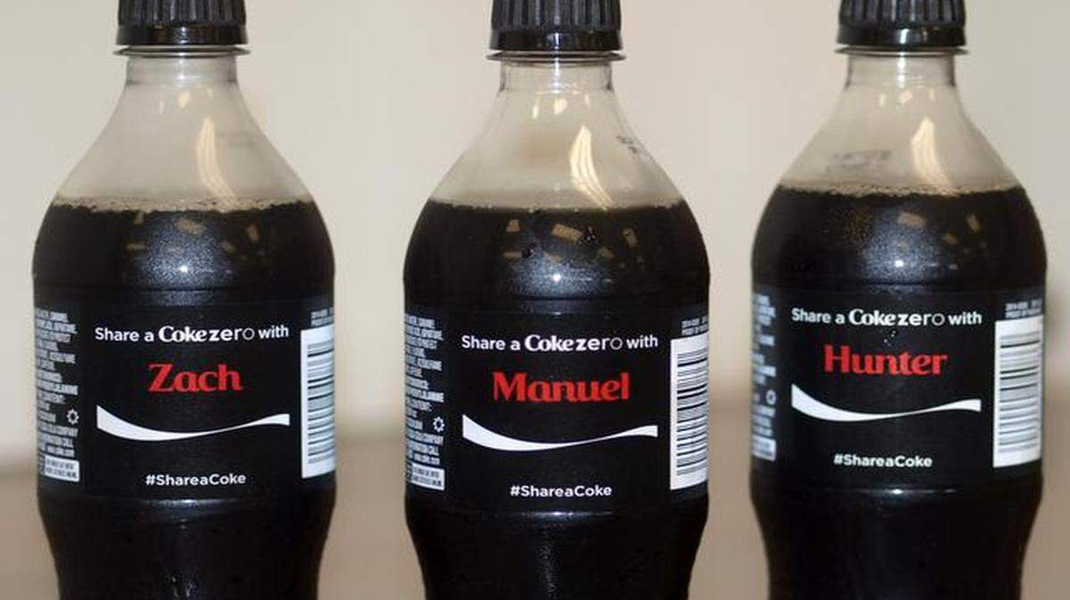 
Zach, Manuel and Hunter can pick up personalized 12-ounce bottles. Yours isn’t one of the 250 names chosen? Coke has put the more generic “Family” and “Friends” on 1.25- and 2-liter bottles, and words on 12-ounce cans include “BFF,” “Star,” “Legend,” “Grillmaster,” “Bestie,” “Buddy” and “Wingman.” 
