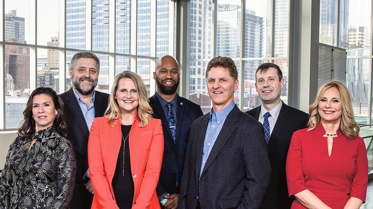 The Star’s editorial board, left to right: Mary Sanchez, Dave Helling, Colleen McCain Nelson, Toriano Porter, Steve Kraske, Derek Donovan, Melinda Henneberger