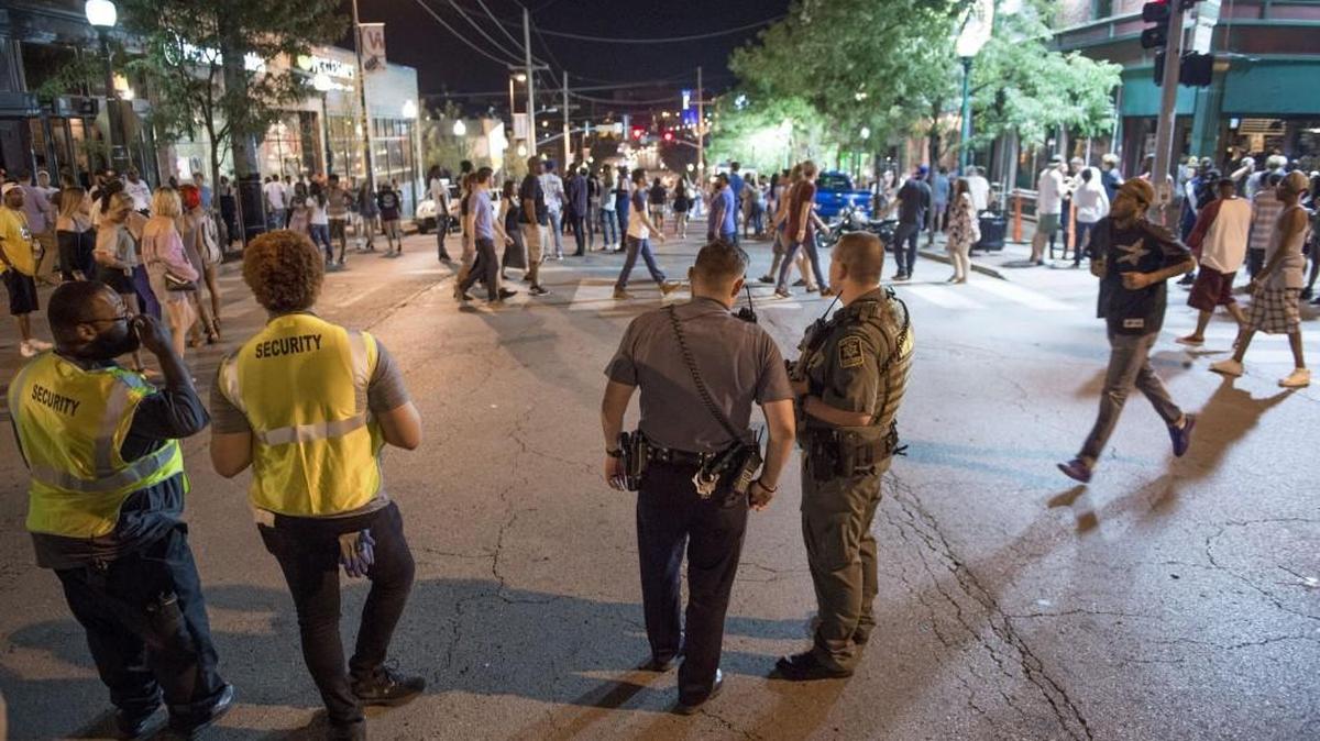 A combination of Westport Public Safety officers, Kansas City police officers and Jackson County sheriff's deputies monitored the crowd during what Kansas City police described as a typical Saturday night.