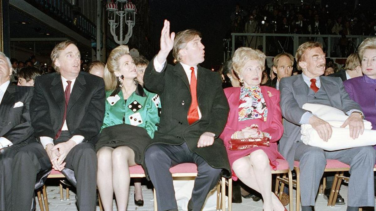 Donald Trump’s niece Mary has written a new book that makes it clear the president’s psyche was damaged at a young age by his domineering father Fred, far right. Also pictured here, from left, are Donald’s brother Robert Trump and his wife Blaine Trump, and sister Maryanne Trump Barry.