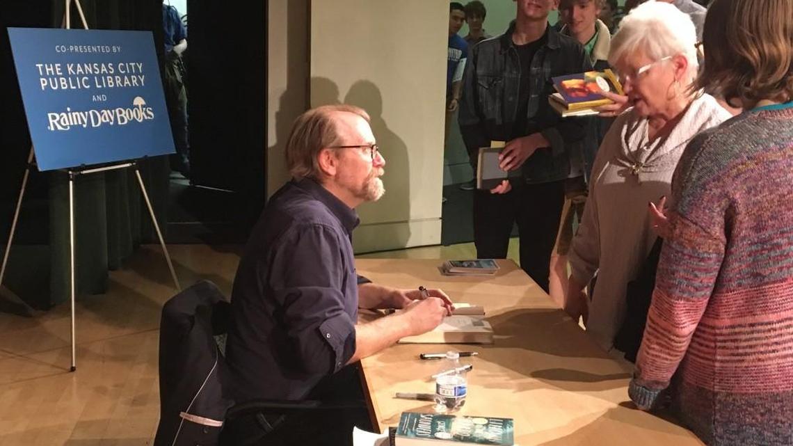 George Saunders signed books at the Kansas City Public Library’s Plaza Branch this week.