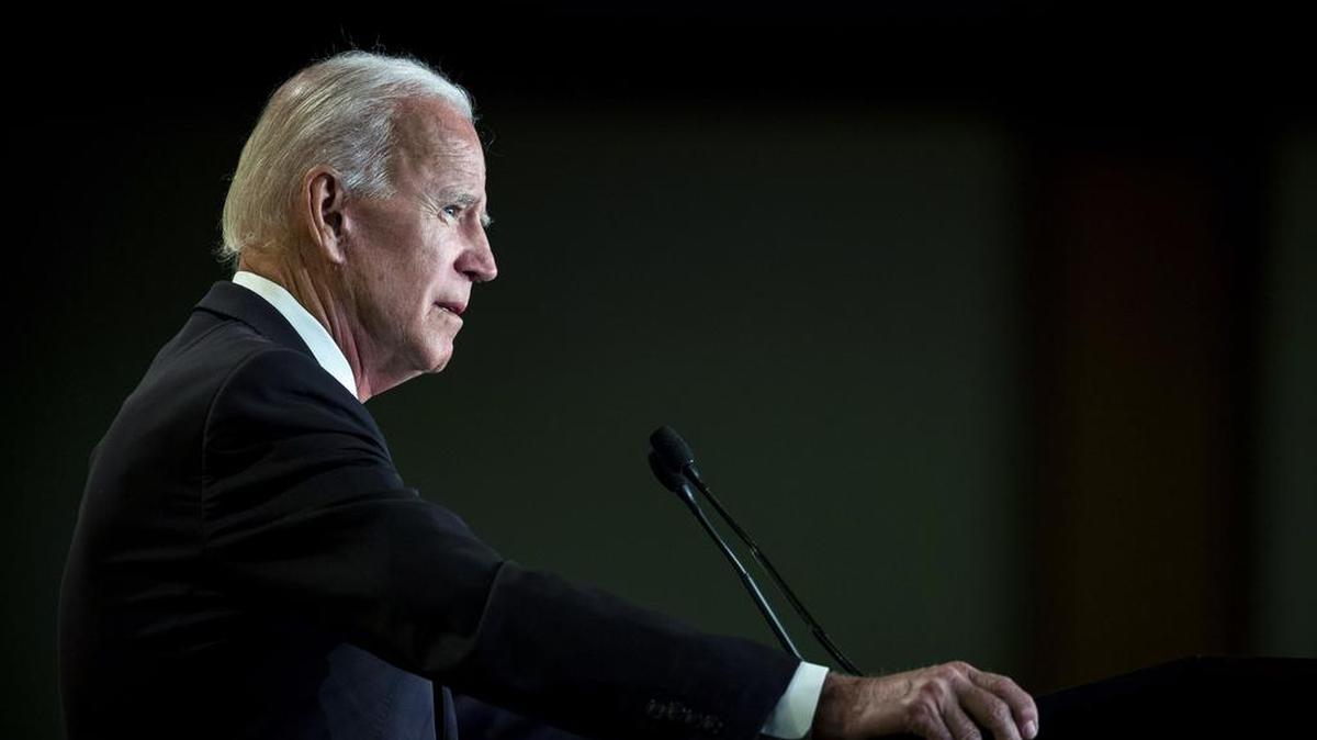 Former Vice President Joe Biden speaks to the International Association of Firefighters convention in Washington on March 12, 2019.