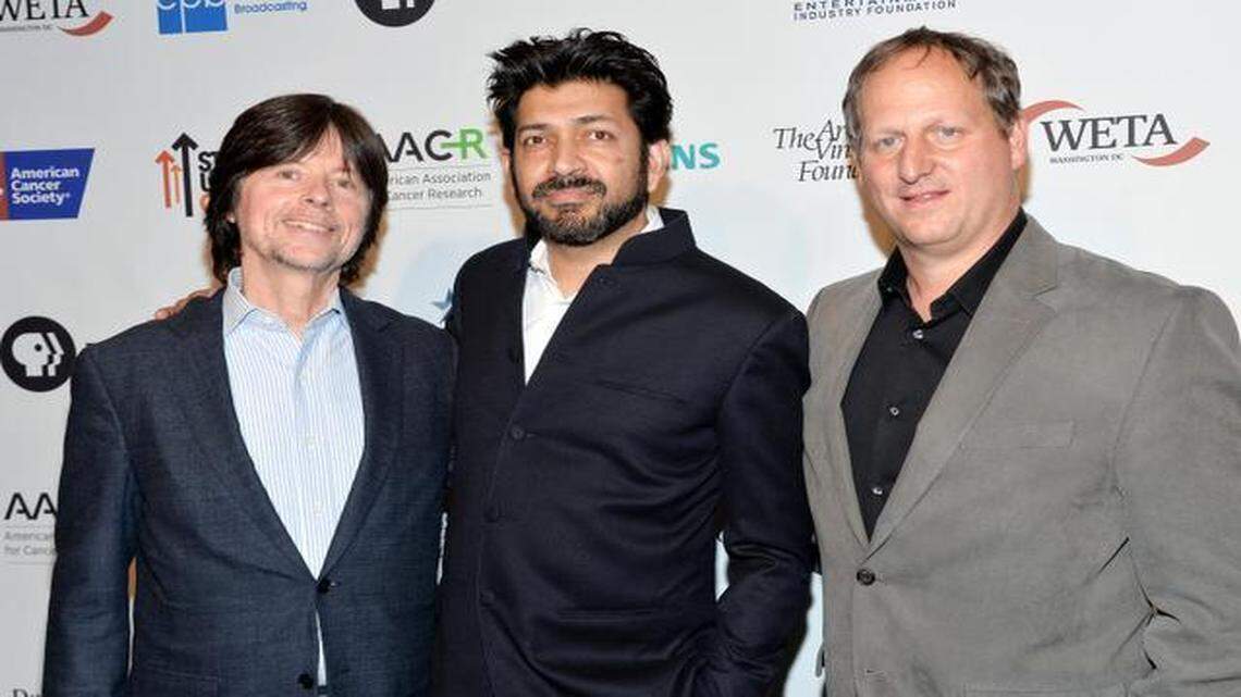 
Executive producer Ken Burns (from left), author Siddhartha Mukherjee and director Barak Goodman attended a preview screening of “Cancer: The Emperor of All Maladies” last month.
