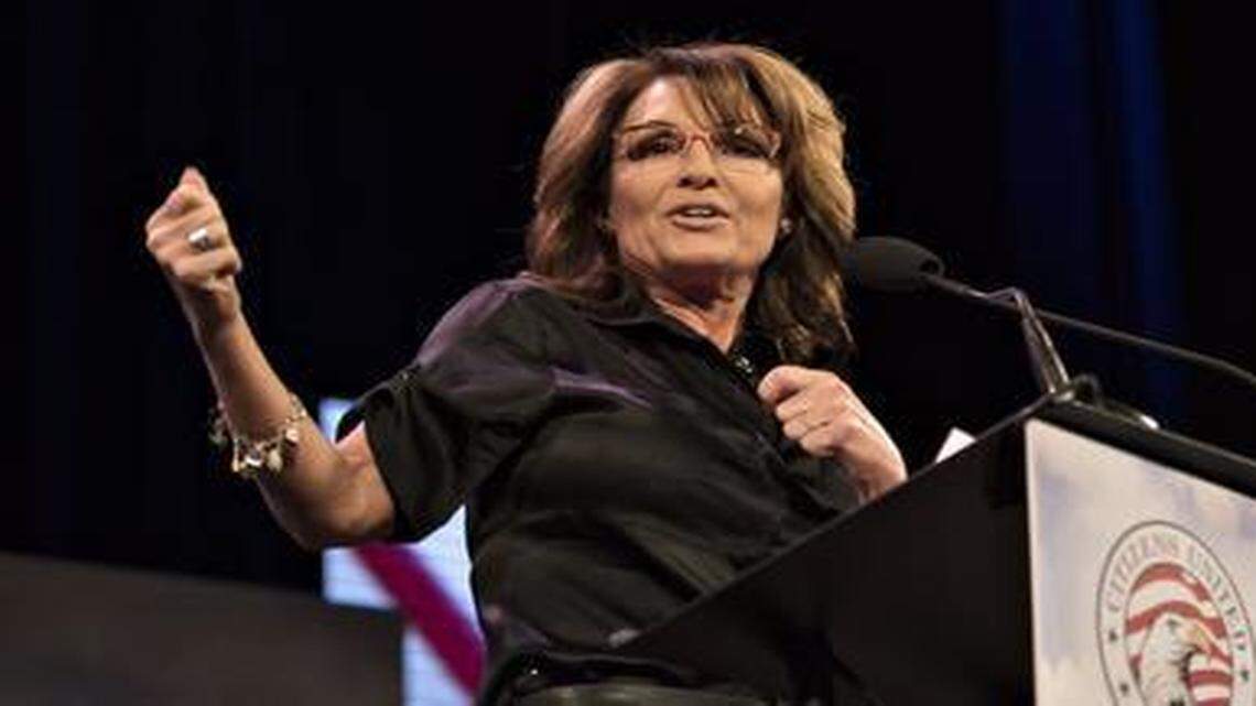 
Former Alaska governor Sarah Palin spoke Saturday at the Iowa Freedom Summit in Des Moines.
