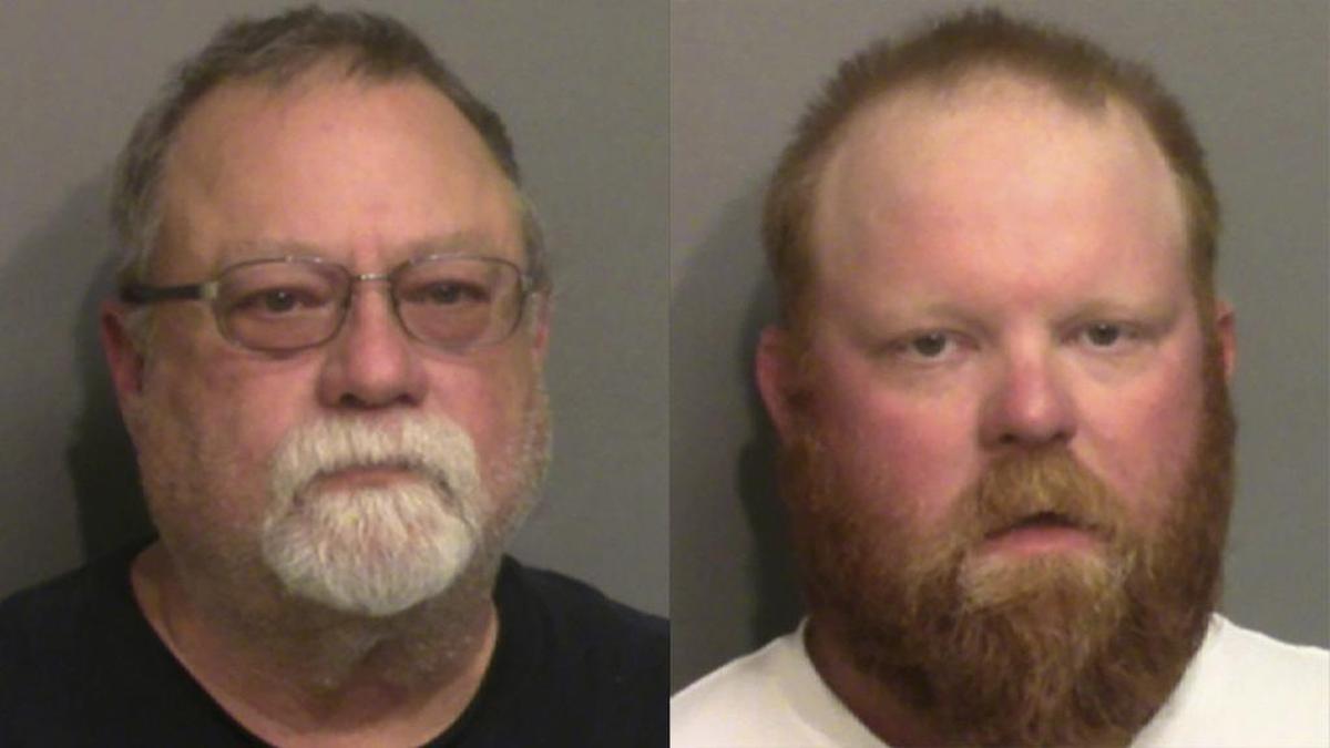 This Thursday, May 7, 2020, file photo combo of images provided by the Glynn County Detention Center in Georgia shows Gregory McMichael, left, and his son Travis McMichael. Georgia’s attorney general on Sunday asked the U.S. Department of Justice to investigate the handling of the killing of Ahmaud Arbery, a black man who authorities say died at the hands of the two men as he ran through a neighborhood. (Glynn County Detention Center via AP, File)