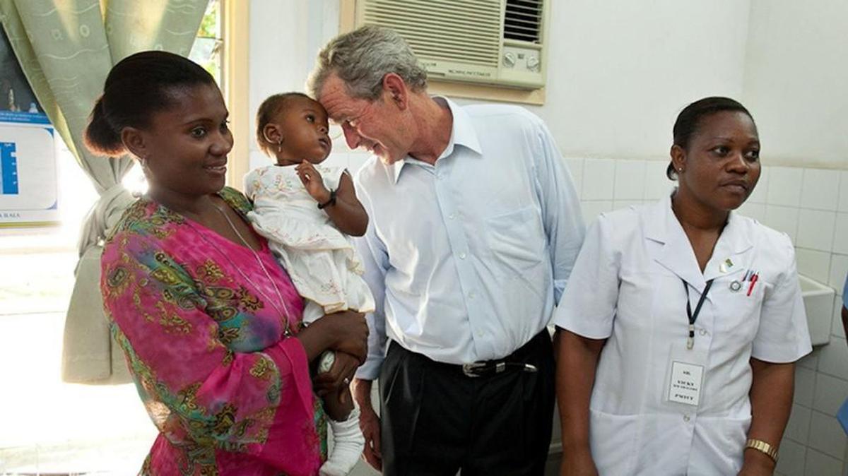 President George W. Bush visited a PEPFAR-supported AIDS Clinic in Dar es Salaam, Tanzania, on World Aids Day 2012.