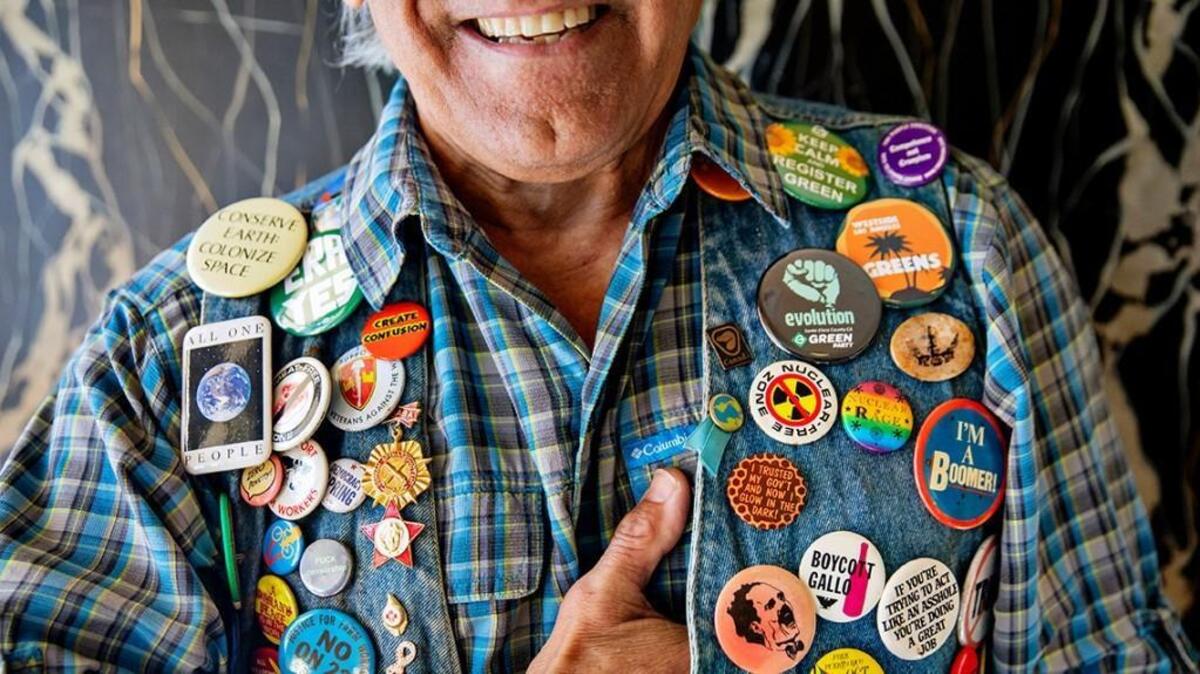 Jon Mann wears a button-covered vest at the Green Party’s annual national convention, in Salt Lake City, July 19, 2018. Though young liberal activists have energized a Democratic Party that increasingly echoes the green agenda on health care, campaign finance and more, the Greens here want no part of the Democrats’ ascendant left wing; the party will field at least 224 candidates this November. (Kim Raff/The New York Times)