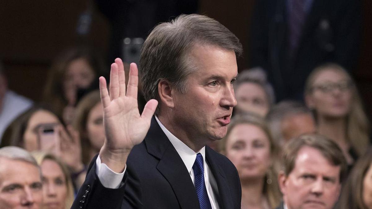 In this Sept. 4, 2018, file photo, President Donald Trump’s Supreme Court nominee Brett Kavanaugh is sworn in before the Senate Judiciary Committee.