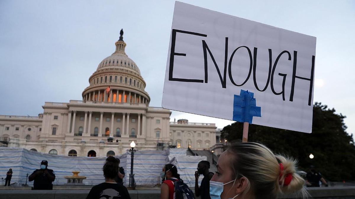 In June, demonstrators protested the death of George Floyd at the U.S. Capitol in Washington.