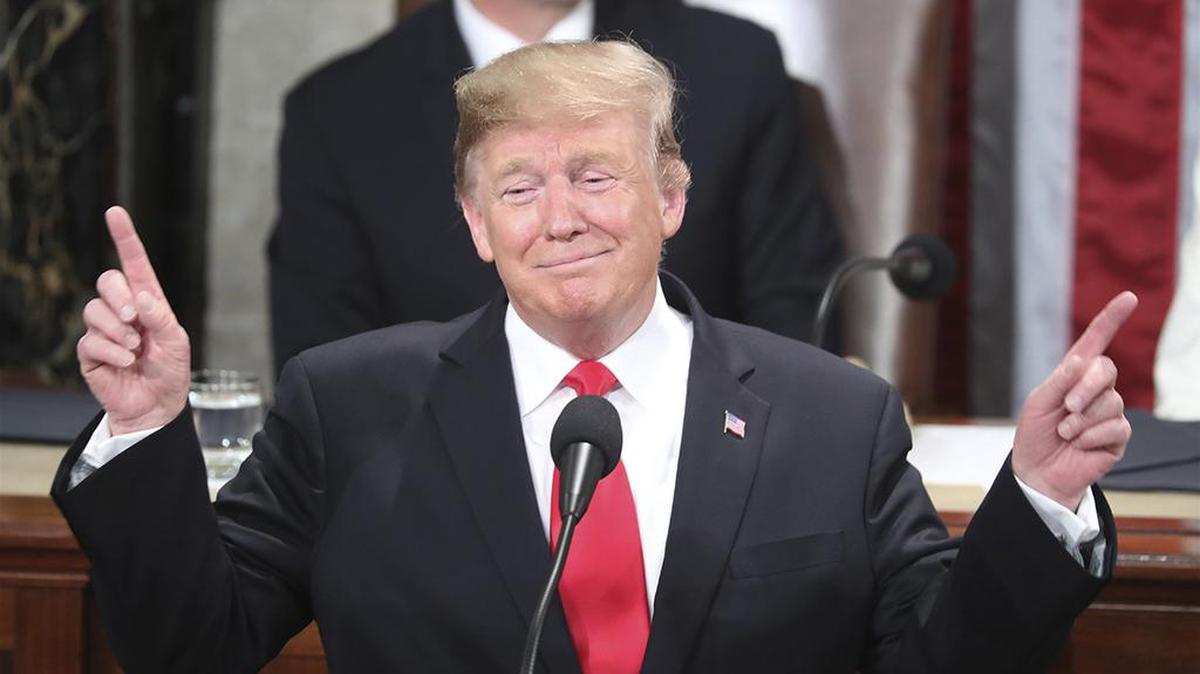 President Donald Trump at the State of the Union address Tuesday