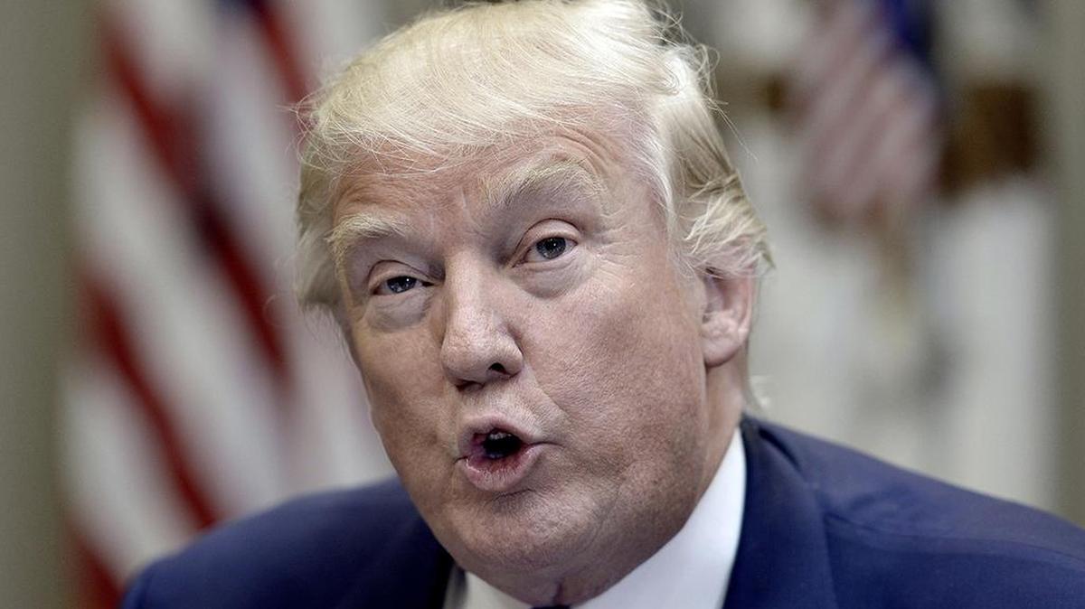 U.S. President Donald Trump speaks during a listening session on domestic and international human trafficking on Thursday, Feb. 23, 2017 in the Roosevelt Room of the White House in Washington, D.C. (Olivier Douliery/Abaca Press/TNS)