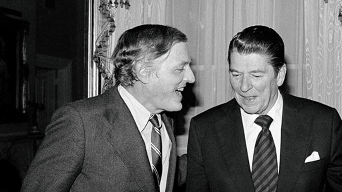 William F. Buckley, left, with Ronald Reagan, led the charge against the extreme John Birch Society that threatened conservatism. Today’s movement is in a similar situation.