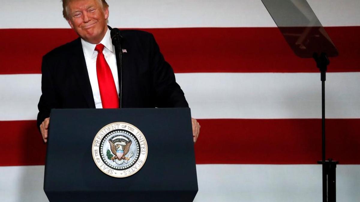 President Donald Trump delivers remarks on tax reform at the Loren Cook Company Wednesday, Aug. 30, 2017, in Springfield, Mo.
