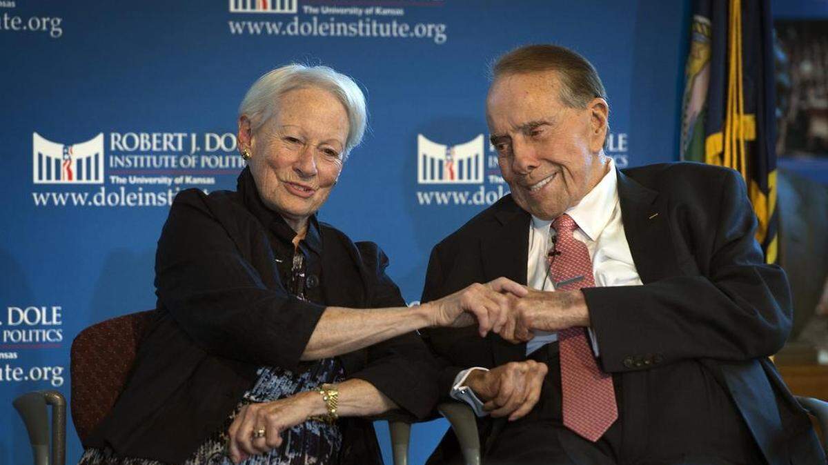 Former U.S. Sen. Bob Dole writes that the 2017 farm bill won’t impact just American growers and consumers. It will also have an enormous impact on the world’s hungry people — and help stabilize an increasingly unstable world. Dole is pictured in this September 2016 file photo with former Sen. Nancy Kassebaum at the Robert J. Dole Institute of Politics in Lawrence.