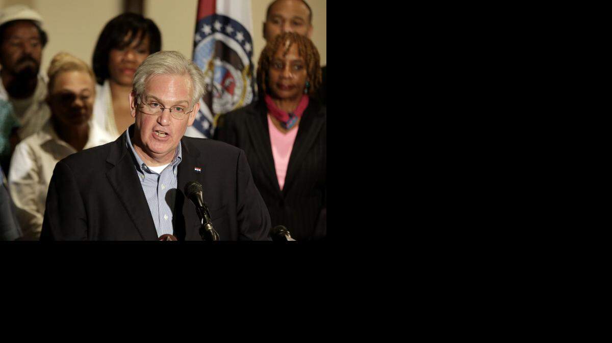
Gov. Jay Nixon spoke at a news conference last month in Ferguson, Mo., dealing with the aftermath of the police shooting of Michael Brown.
