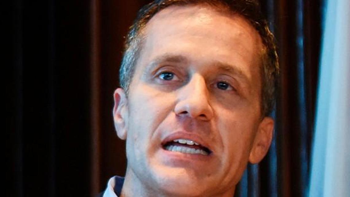 Missouri Gov. Eric Greitens speaks at a news conference in 2018.