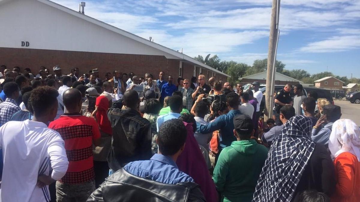 A crowd gathered last October in Garden City to hear a law enforcement briefing on the foiled bomb plot targeting Somalian refugees.