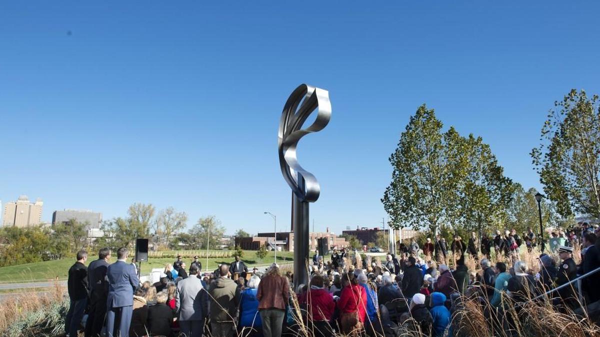 Family members and friends were among many that attended the dedication ceremony Nov. 12 at the Skywalk Memorial, located within the Hospital Hill Park at 22nd Street and Gillham Road. The dedication included speeches and a tribute to the first responders as well as a reading of names of the 114 people who were killed when the skywalks fell during a dance in the lobby of the former Hyatt Regency Hotel in 1981.