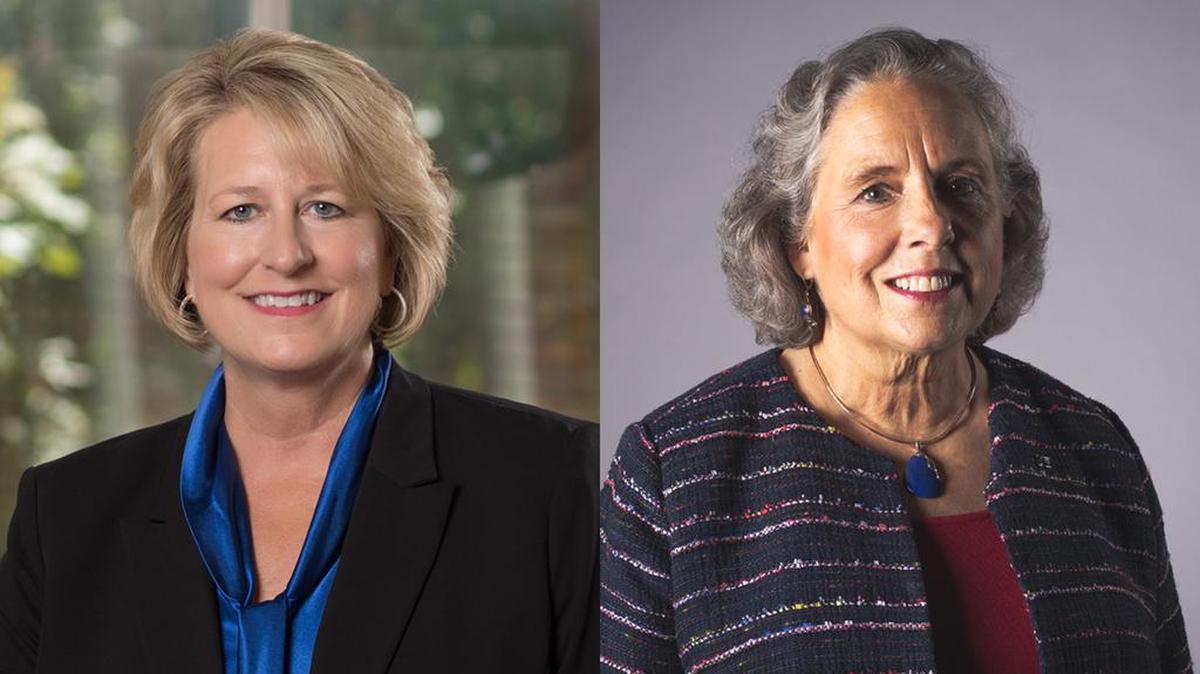 Amy Bragg Carey, president of Friends University in Wichita, and Kathleen S. Jagger, president of Newman University in Wichita
