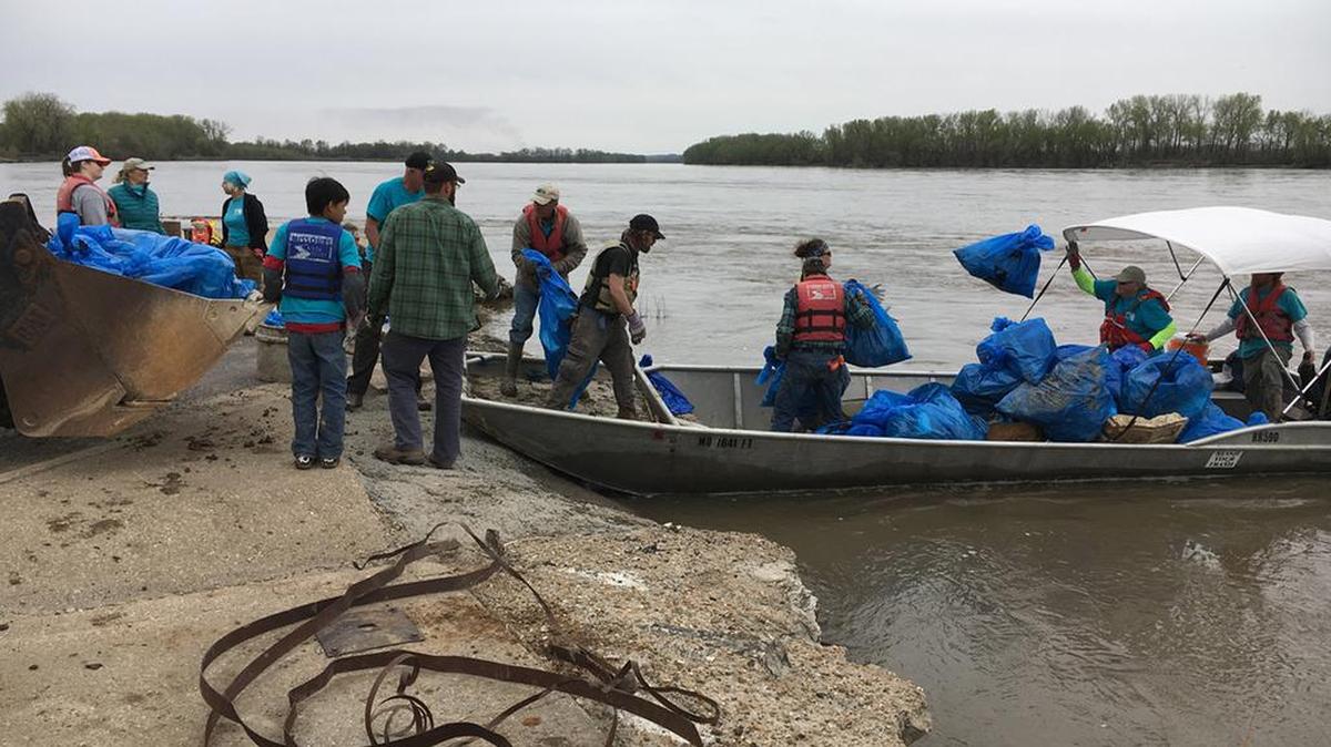 You can pitch in to get the garbage off the shores of the Missouri River.