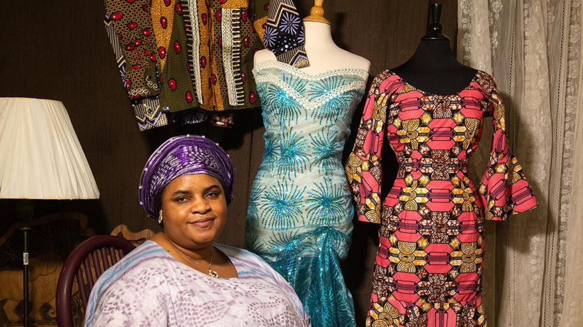 Liliane Lemani and her family fled the Democratic Republic of Congo and stayed in a Namibian refugee camp for 12 years before settling in Kansas City, Kansas, in 2017. Now she operates a small sewing business in the garage of her home.