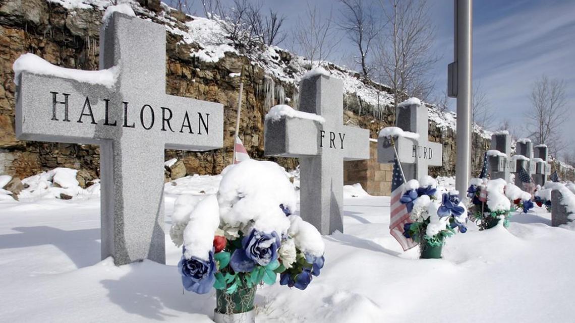 A memorial for six firefighters who died in an arson-related explosion at a construction site in November 1988 is seen in this Star file photo.
