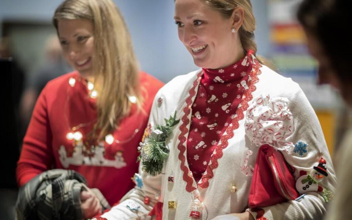 Holiday sweaters: None dare call them garish.