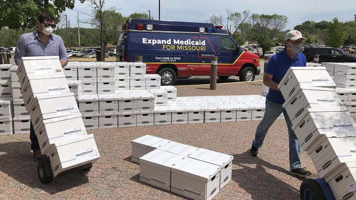 The Healthcare for Missouri campaign said it gathered nearly 350,000 signatures for a proposed constitutional amendment expanding Medicaid coverage to thousands of low-income adults.