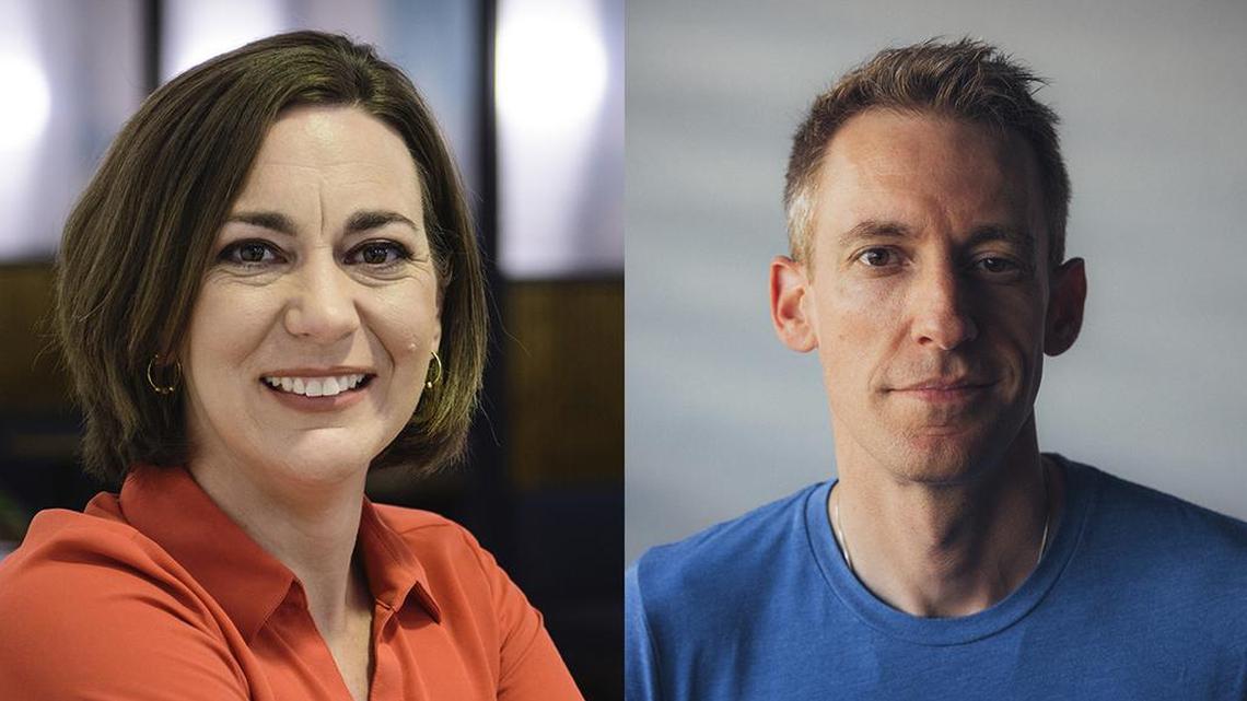 Tiffany Muller of End Citizens United/Let America Vote Action Fund and Jason Kander of Let America Vote