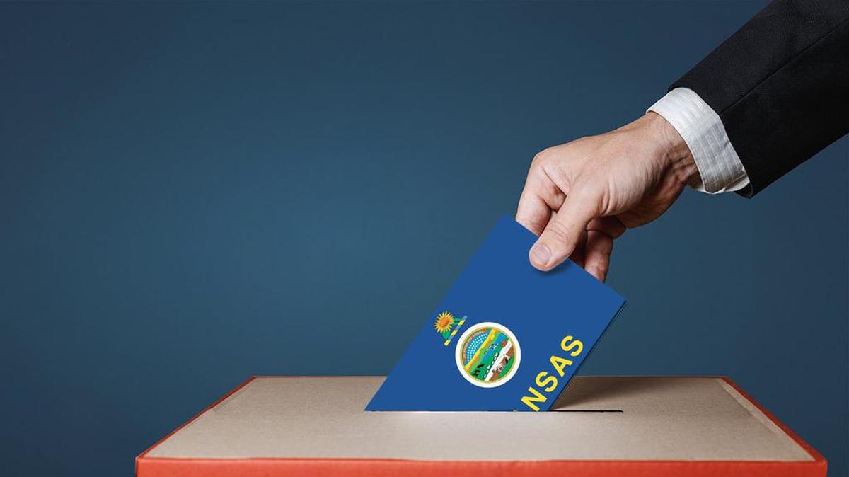 Kansas flag ballot box photo illustration