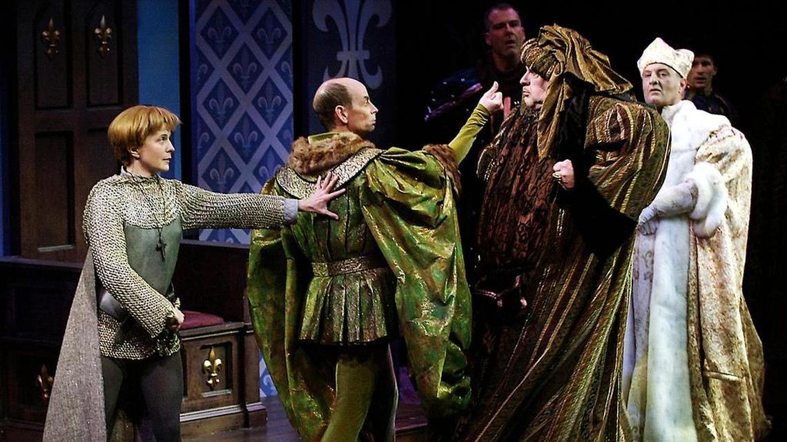 Kate Goehring, Larry Paulsen, T. Max Graham and Gary Neal Johnson in the 2002 Missouri Repertory Theatre production of George Bernard Shaw’s “Saint Joan.”