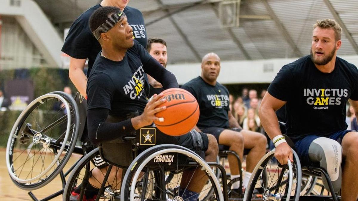 Wounded service members and veterans participated in a game of wheelchair basketball at Fort Belvoir military base in late October.