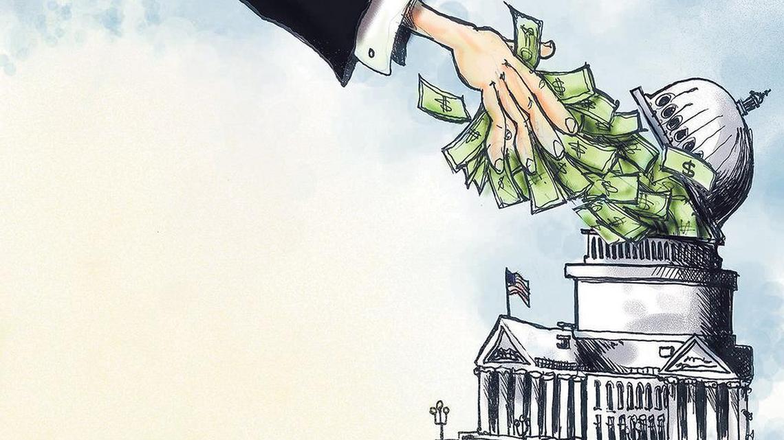 Missouri legislators choose to serve lobbyists, who treat them to an average of nearly $900,000 of booze, trips and steak dinners every year.