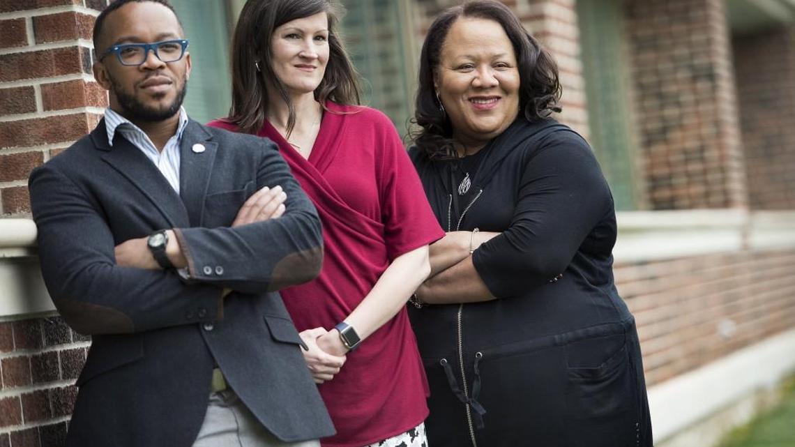 Seft Hunter, (from left), executive director of Kansas City's Communities Creating Opportunity, Eva Kathleen Schultz, the former executive director of Communities Creating Opportunity and now with Travois, and Marquita Brockton Taylor of Communities Creating Opportunity, will be on hand for the White Privilege Conference.
