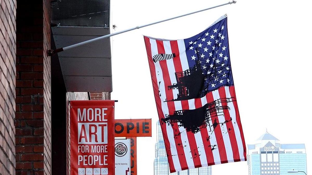 Josephine Meckseper’s flag artwork