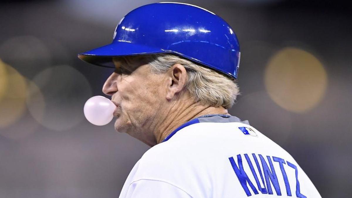 Kansas City Royals first base coach Rusty Kuntz.