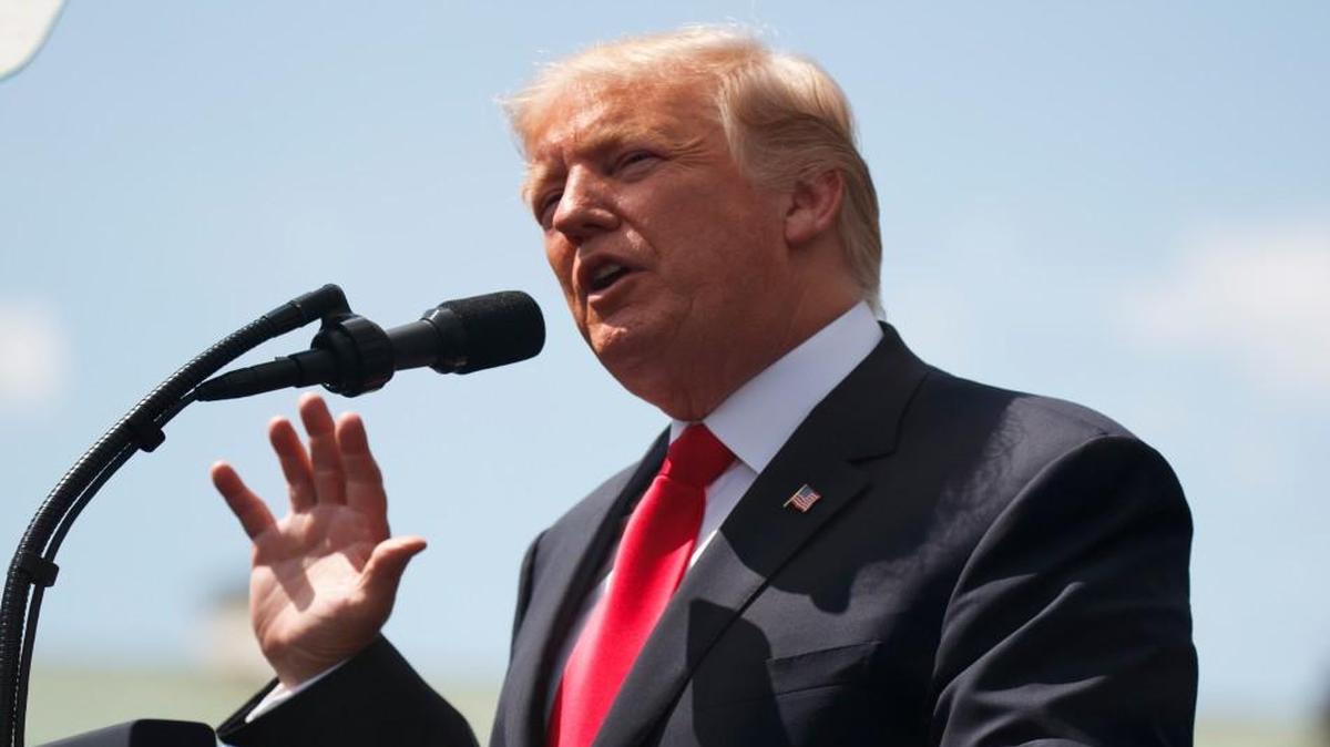 President Donald Trump speaks at Krasinski Square at the Royal Castle, Thursday, July 6, 2017, in Warsaw.