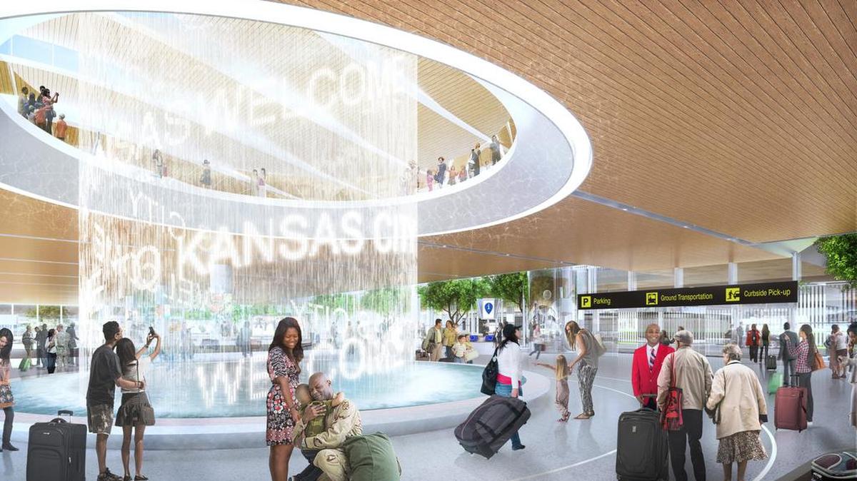 This is a rendering provided by Edgemoor Infrastructure & Real Estate showing the developer’s concept for the arrivals area for a new Kansas City International Airport terminal.