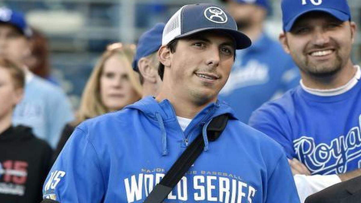 Kansas City Royals top pitching prospect Kyle Zimmer watched batting practice with his arm in a sling before the seventh game of the World Series last October.

