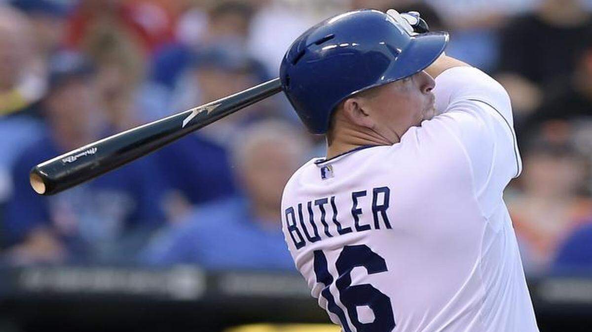 
Billy Butler hit a double against the Giants last month.
