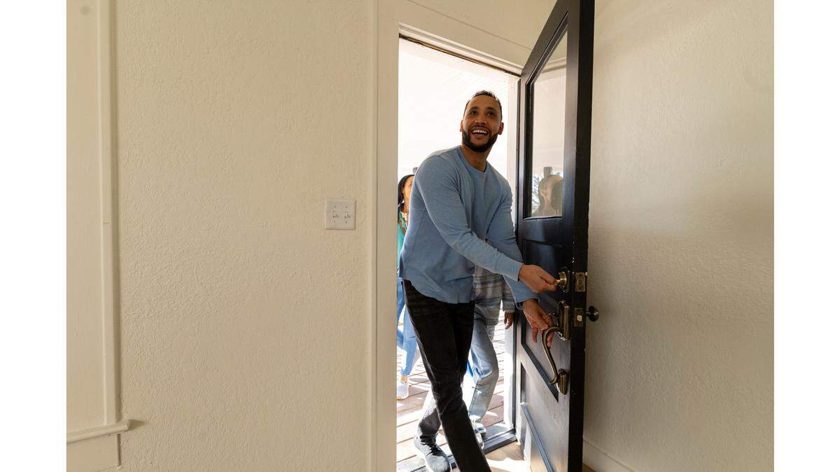 New homeowner entering house for the first time